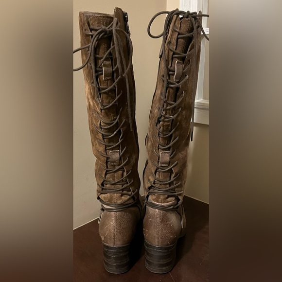 Miz Mooz Brown Lace Up Knee-High Boots - Picture 3 of 14